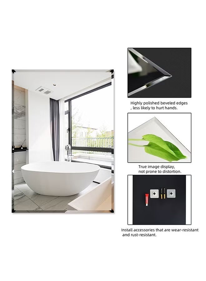 Bathroom Mirror 50x70 cm, Frameless Rectangular Makeup Mirror for Vertical/Horizontal Mount, Wall-Mounted Dressing Mirror Suitable for Bathroom, Vanity, Bedroom - Image 4